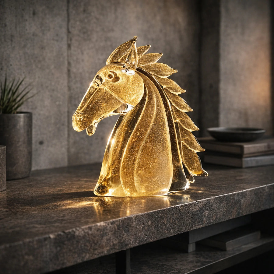 Horse’s Head Medium Clear & Gold – Earth Animals