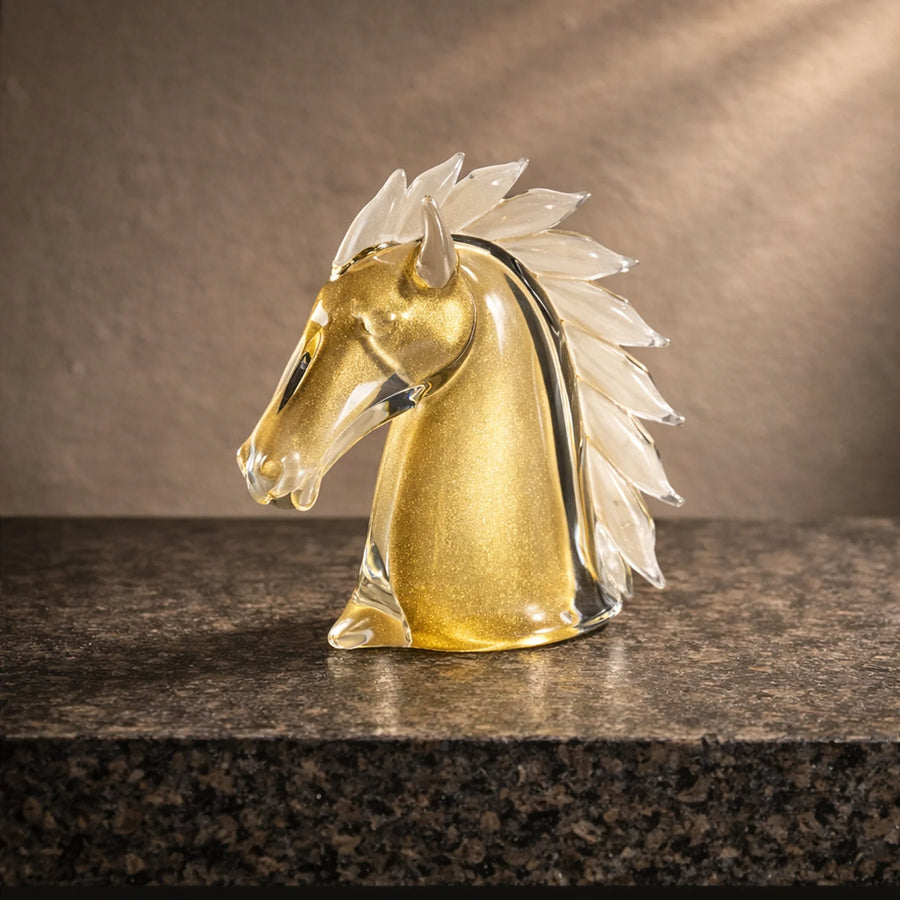 Horse’s Head Mini White & Gold – Earth Animals